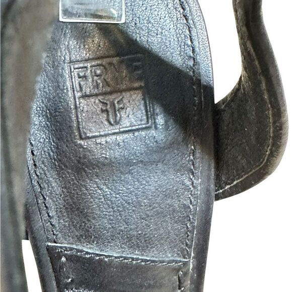 FRYE Patricia Concho Black Leather Espadrille Wedge Sandals | Size 7 - Picture 5 of 12